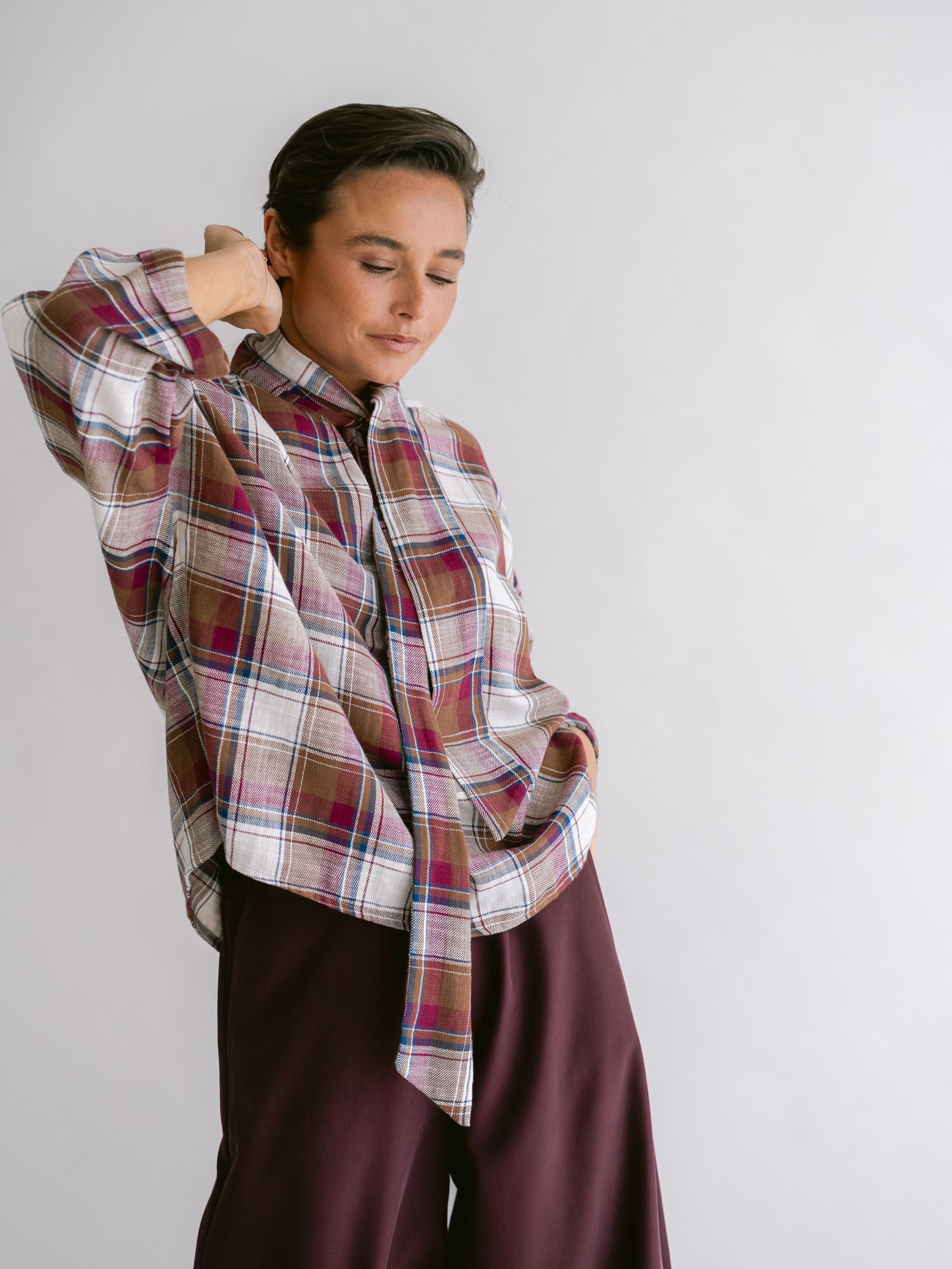 MOLLIE BLOUSE - SQUARE BORDEAUX