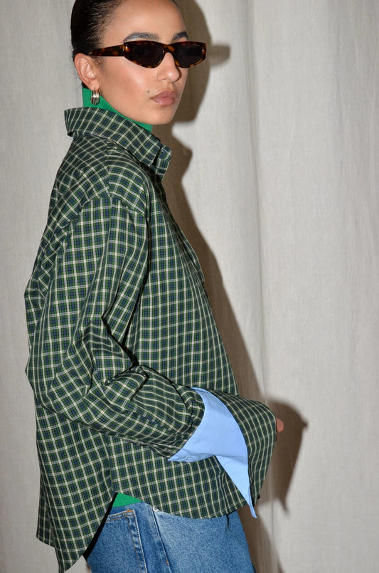 TAEGAN SHIRT - BLUE GREEN CHECKS