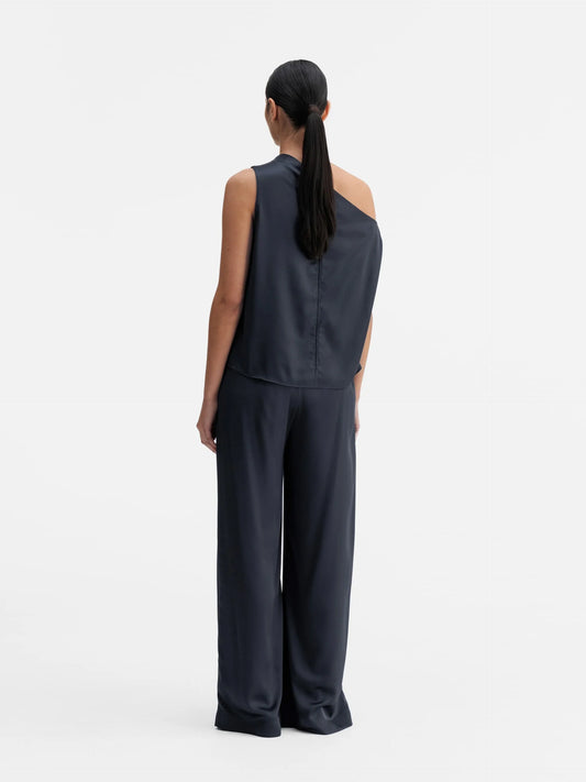 MILA SATIN TROUSERS BLUE GREY