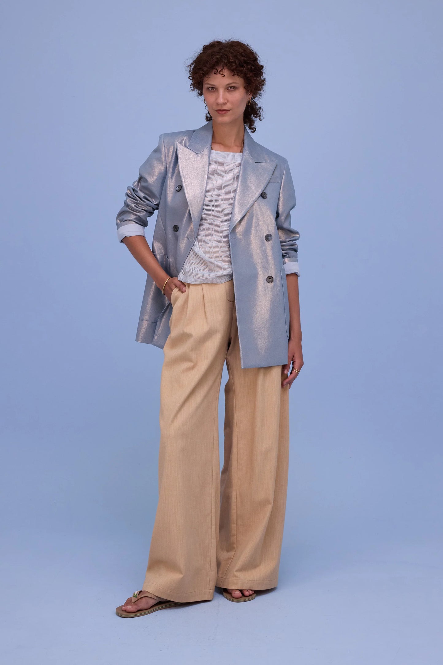 GERALDINE BLOUSE TRANSPARENT SKY BLUE STRIPES