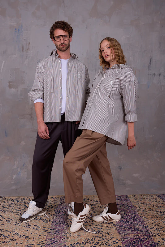 GONZOLA HEMD BROWN ECRU