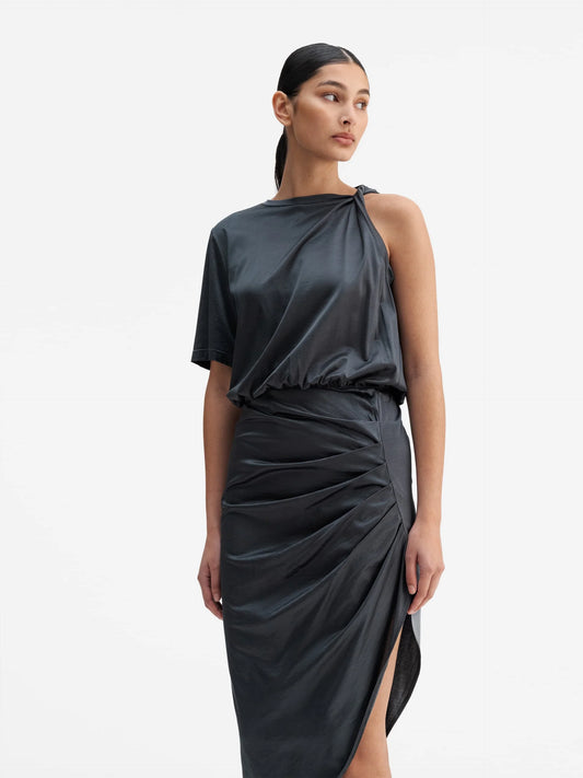 OKI TWISTED DRESS DARK GREY