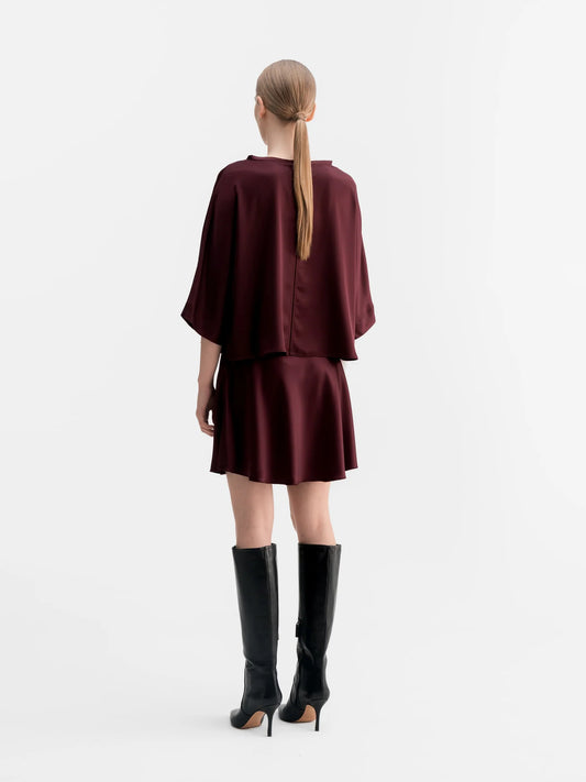 THEA SATIN TEE BURGUNDY