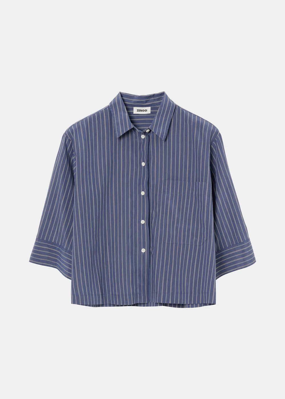 STRIPED SHIRT MID BLUE