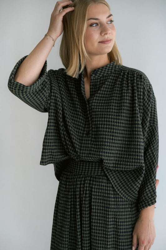MAYA BLOUSE GREEN SMALL CHECK