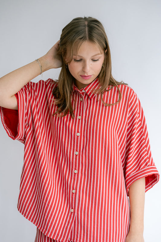 MORRIS BLOUSE RED STRIPE
