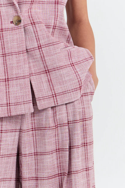 CAMILLE PANTS BURGUNDY CHECKED