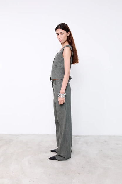 POPPY PANTS GREEN PINSTRIPES