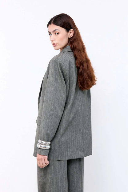 MILLIE BLAZER GREEN PINSTRIPES