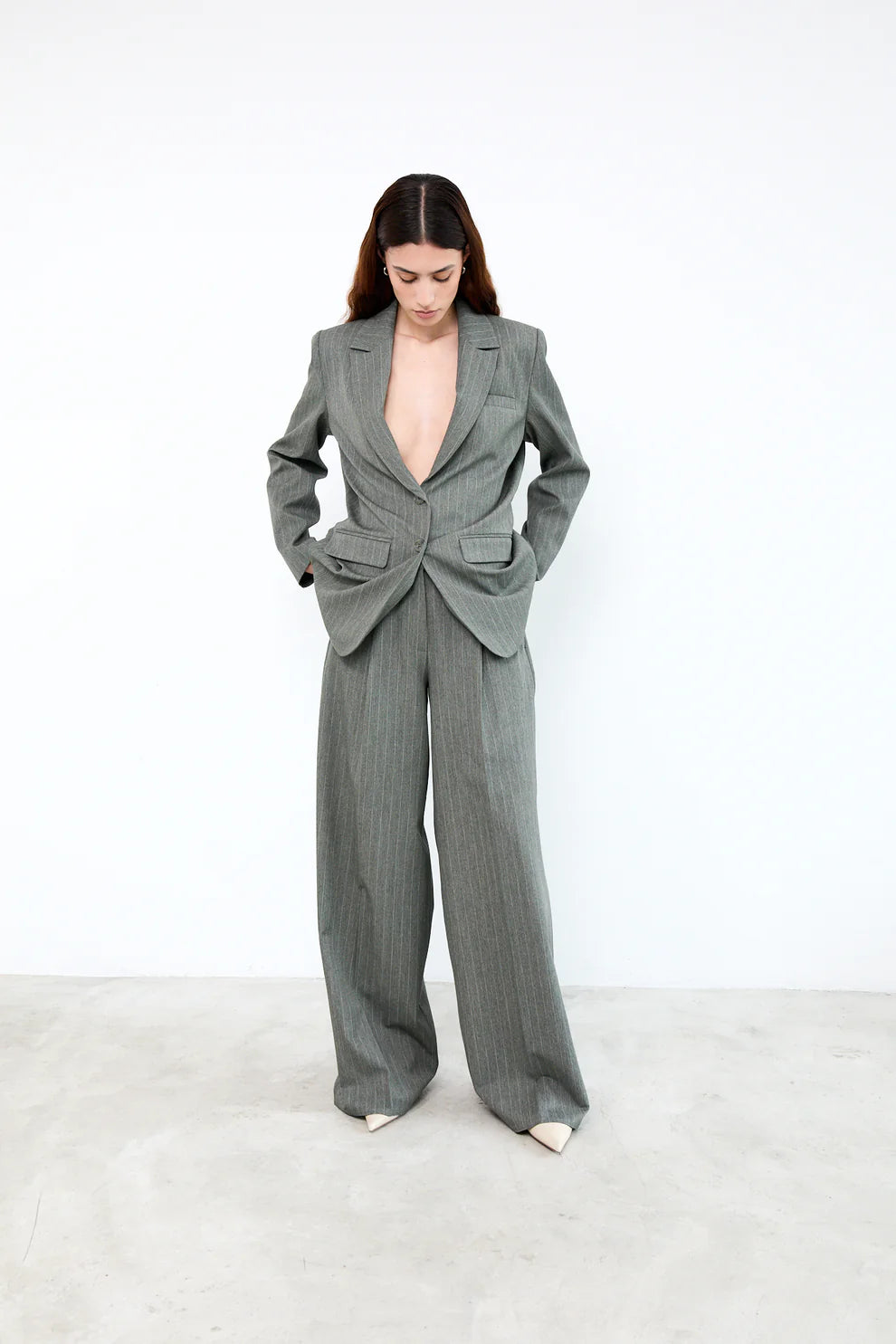 LOGAN PANTS GREEN PINSTRIPES