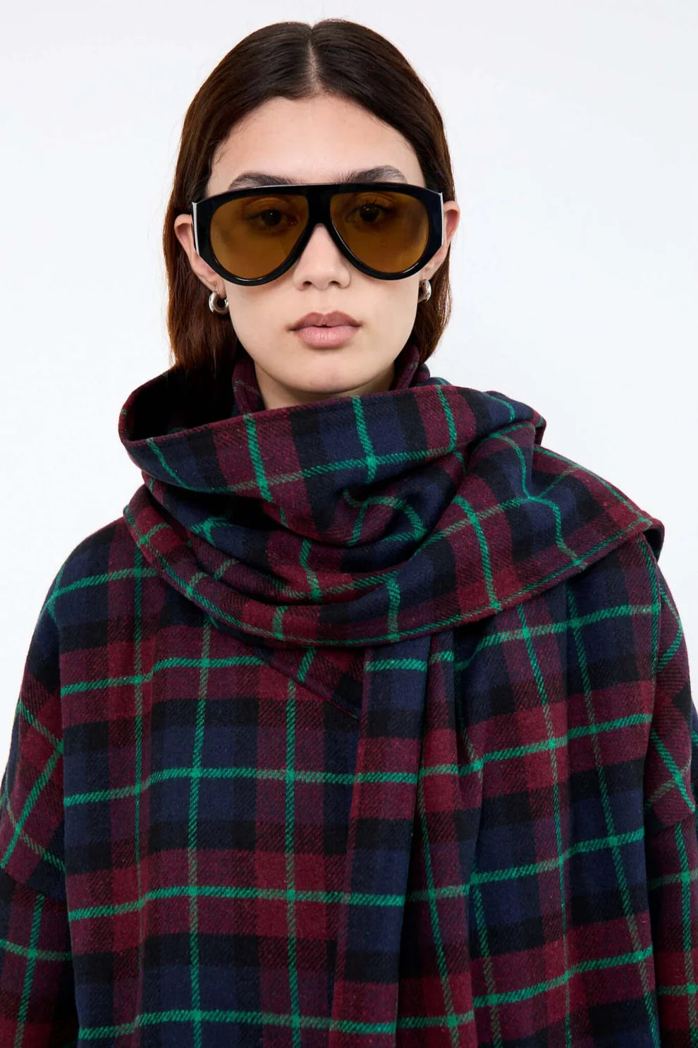 IRIS SCARF BURGUNDY BLUE CHECKS