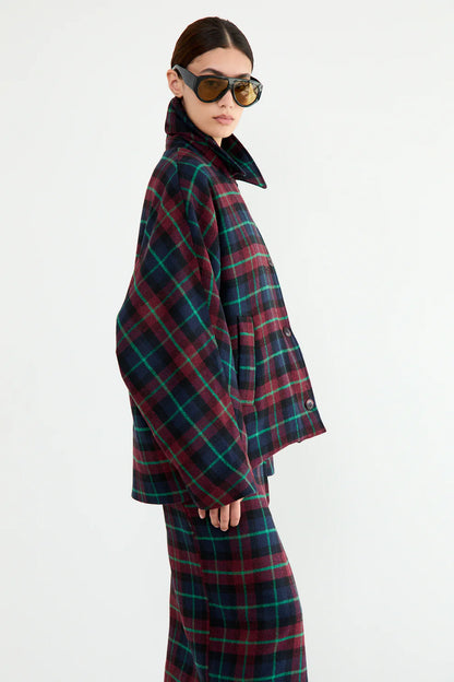 HAZEL JACKET BURGUNDY BLUE CHECKS