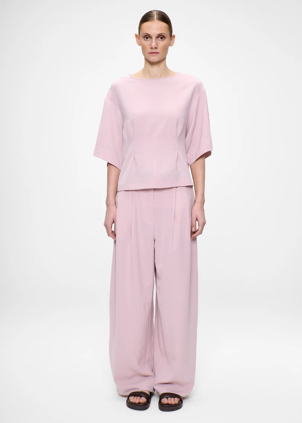 JAPANESE CRÊPE TEE TOP POWDER PINK