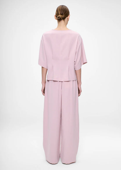 JAPANESE CRÊPE TEE TOP POWDER PINK