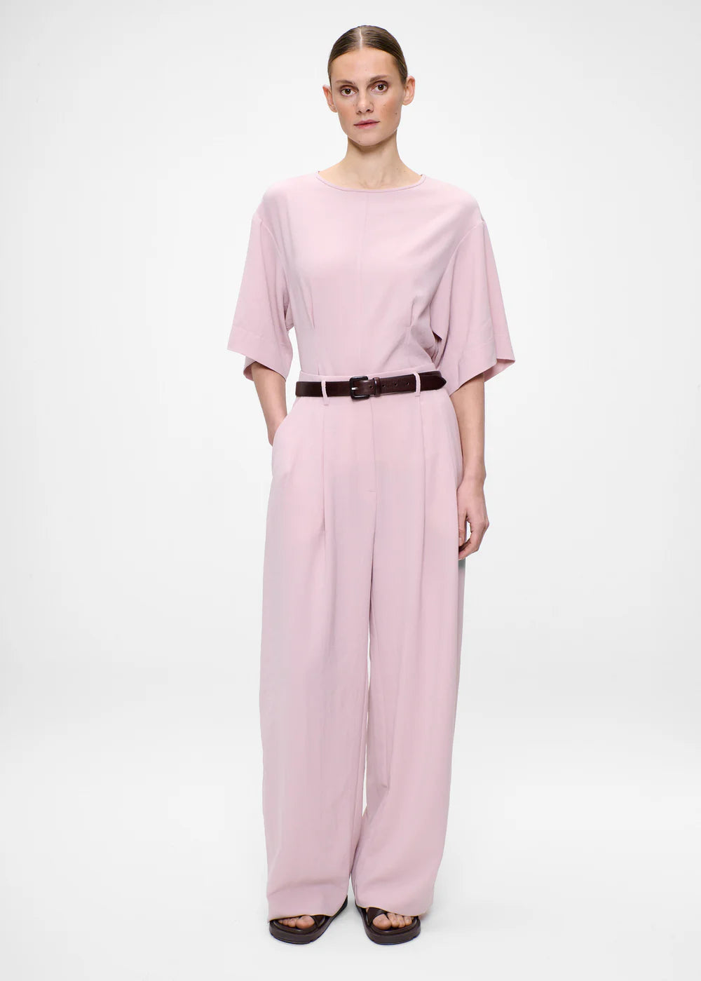 JAPANESE CRÊPE TEE TOP POWDER PINK