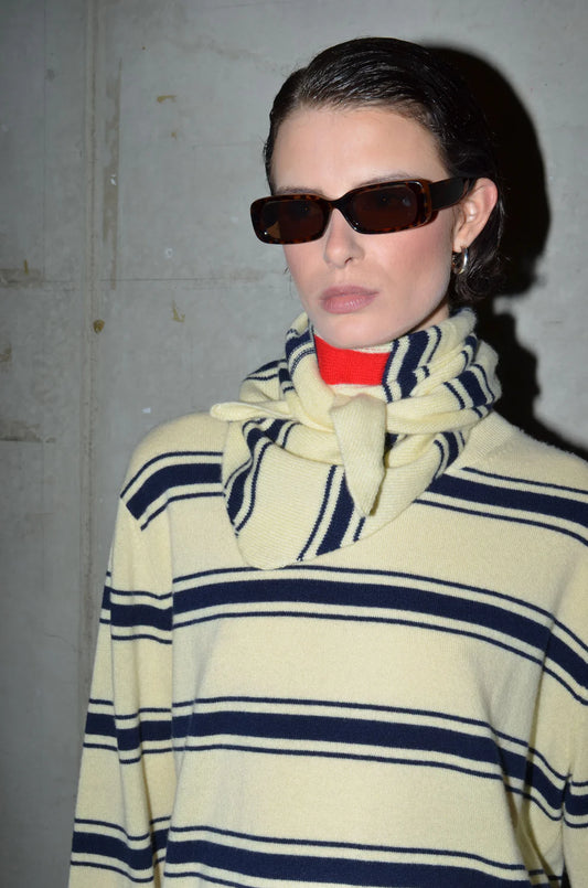 AMIRA SCARF PALE BANANA /NAVY