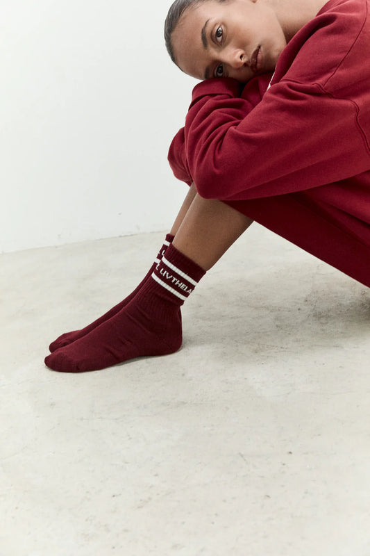 LIV THE LABEL SOCKS BURGUNDY