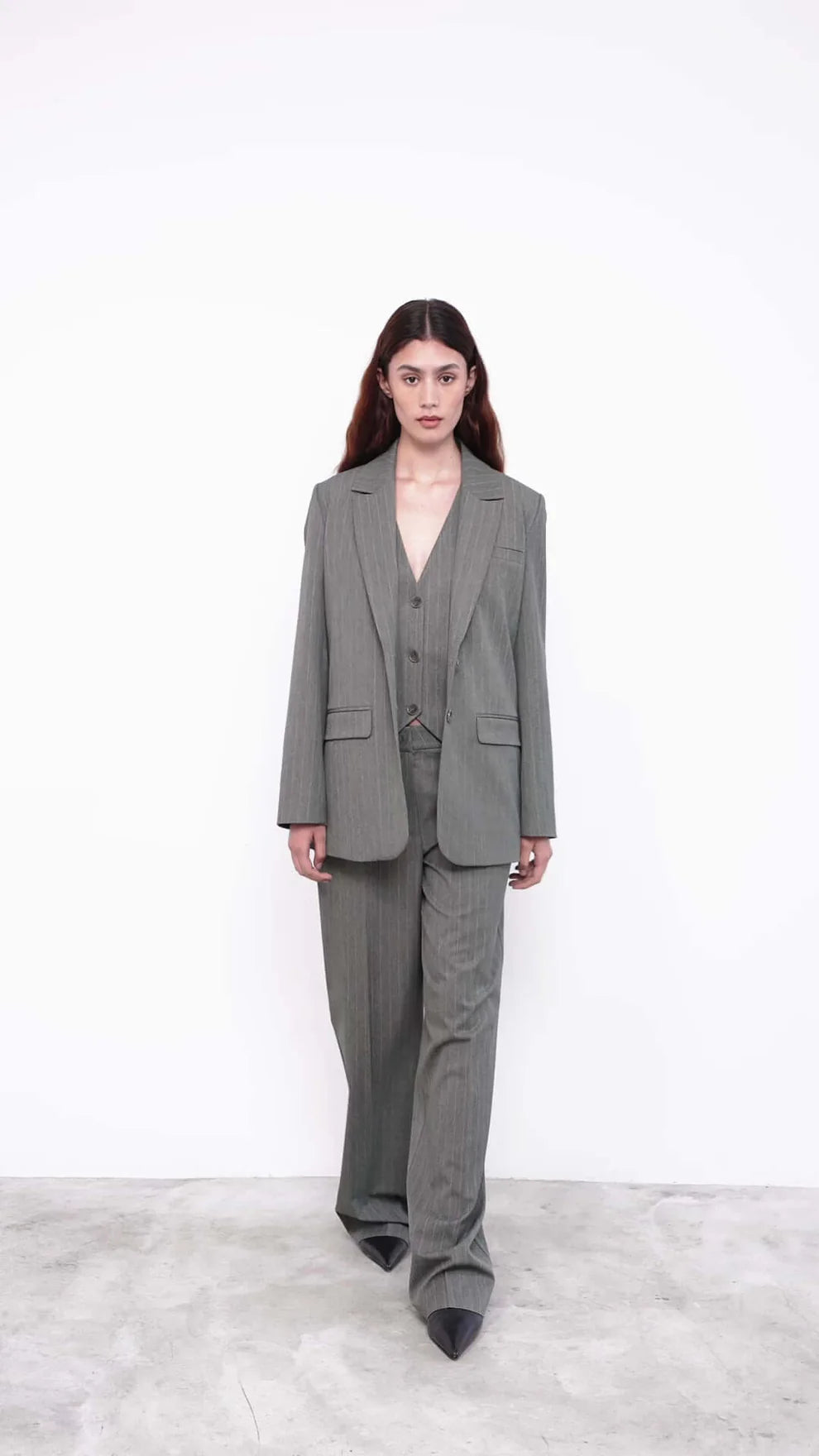 MILLIE BLAZER GREEN PINSTRIPES