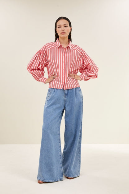 SARAH SHORT STRIPE BLOUSE