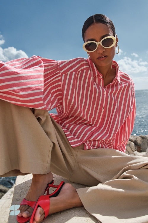 SARAH SHORT STRIPE BLOUSE