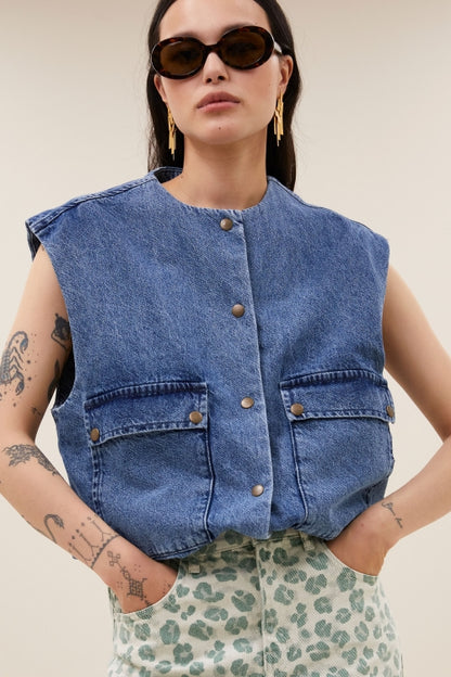 MAGGIE DENIM SLEEVELESS VEST