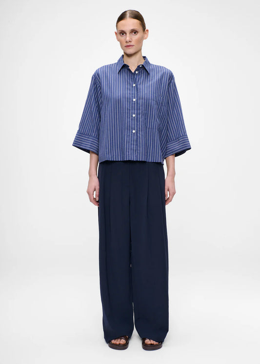 STRIPED SHIRT MID BLUE