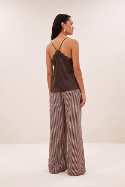 PIA SATIN TOP - ESPRESSO