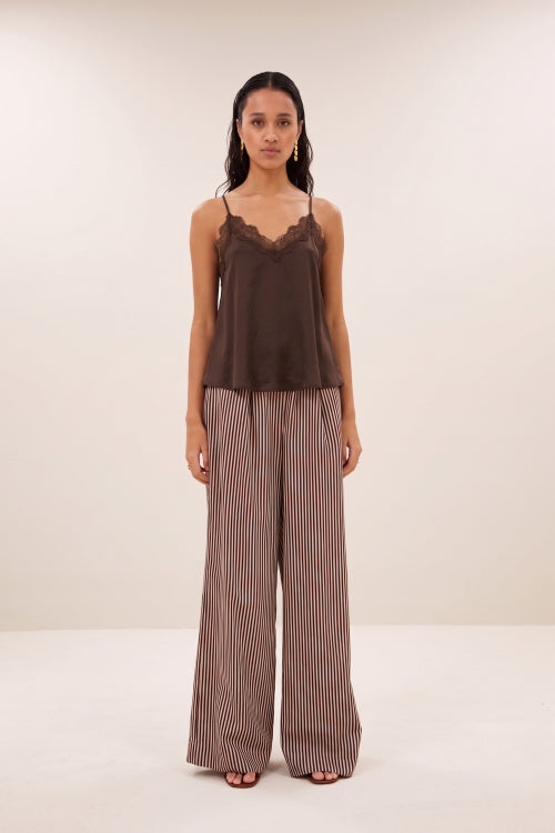 PIA SATIN TOP - ESPRESSO