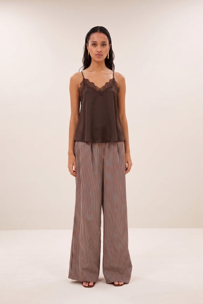 PIA SATIN TOP - ESPRESSO