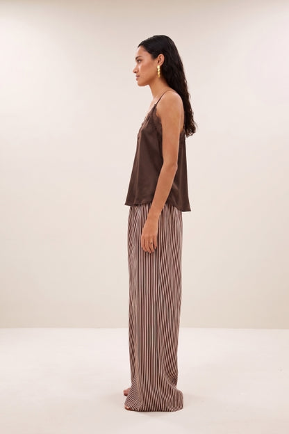 PIA SATIN TOP - ESPRESSO