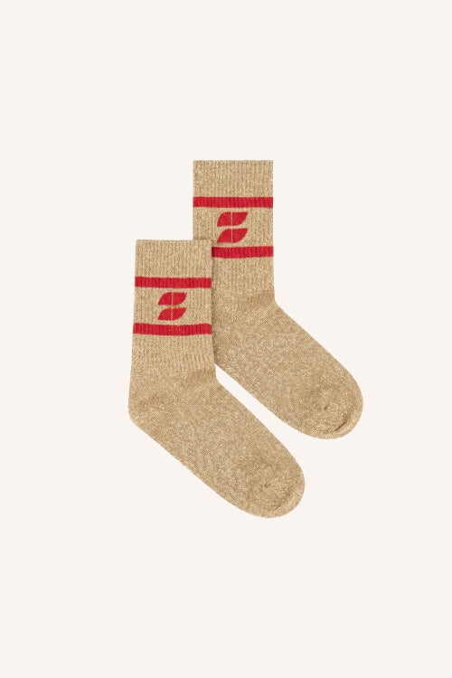 LOGO GLITTER SOCKS - OYSTER