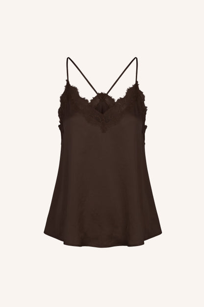 PIA SATIN TOP - ESPRESSO