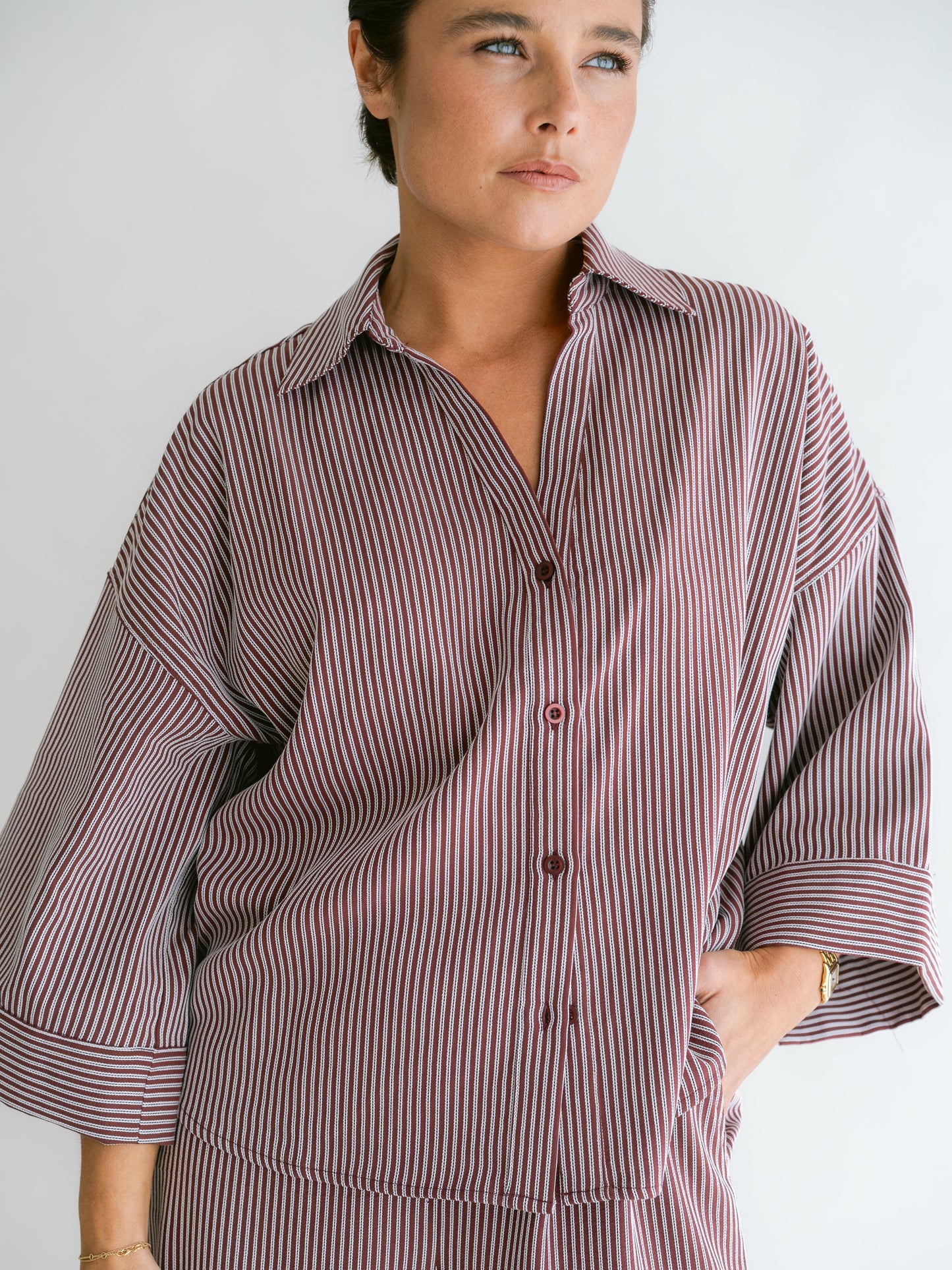MANU BLOUSE STRIPE BORDEAUX