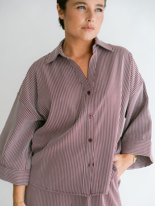 MANU BLOUSE STRIPE BORDEAUX