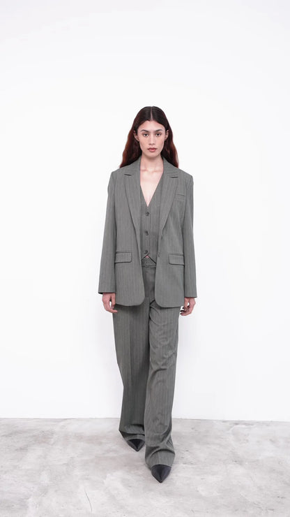 HOPE GILET GREEN PINSTRIPES