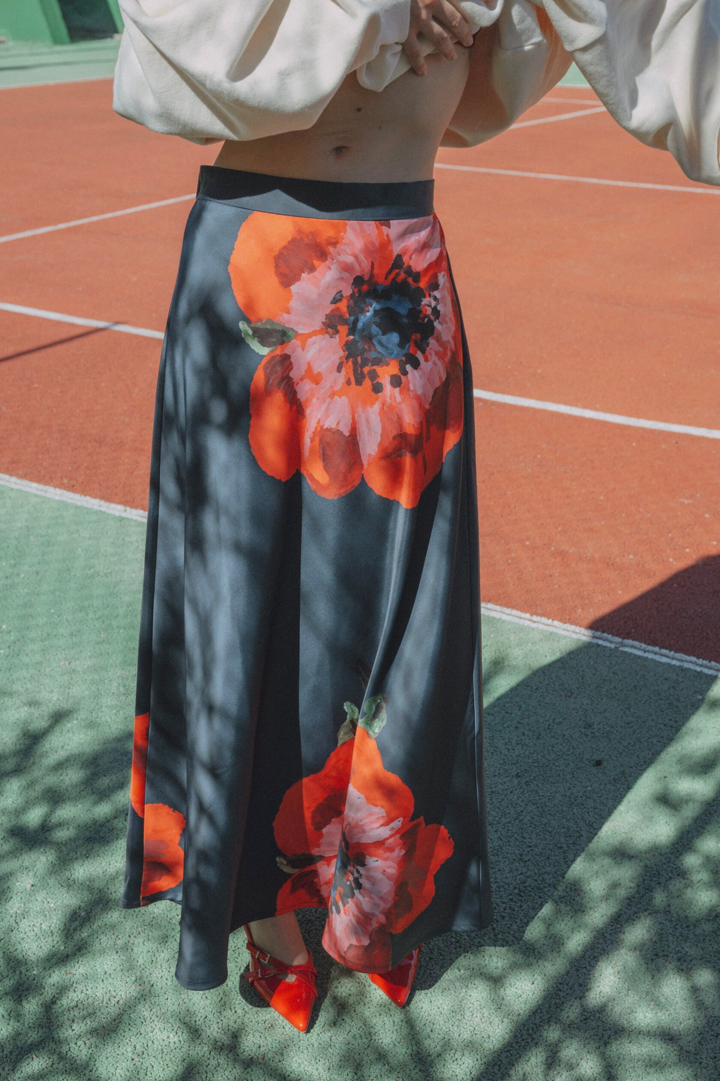 SUNSHINE SKIRT POPPY FLOWER PRINT