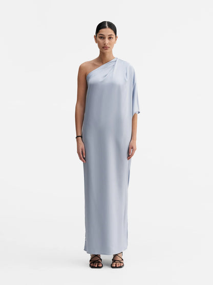 ELLA SATIN DRESS DENIM BLUE