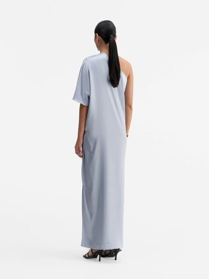ELLA SATIN DRESS DENIM BLUE