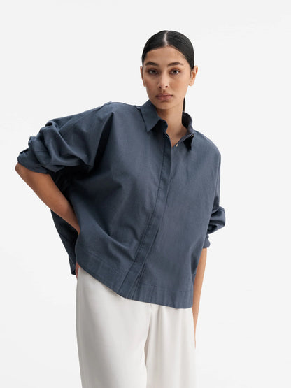 GIGI OXFORD SHIRT BLUE GREY