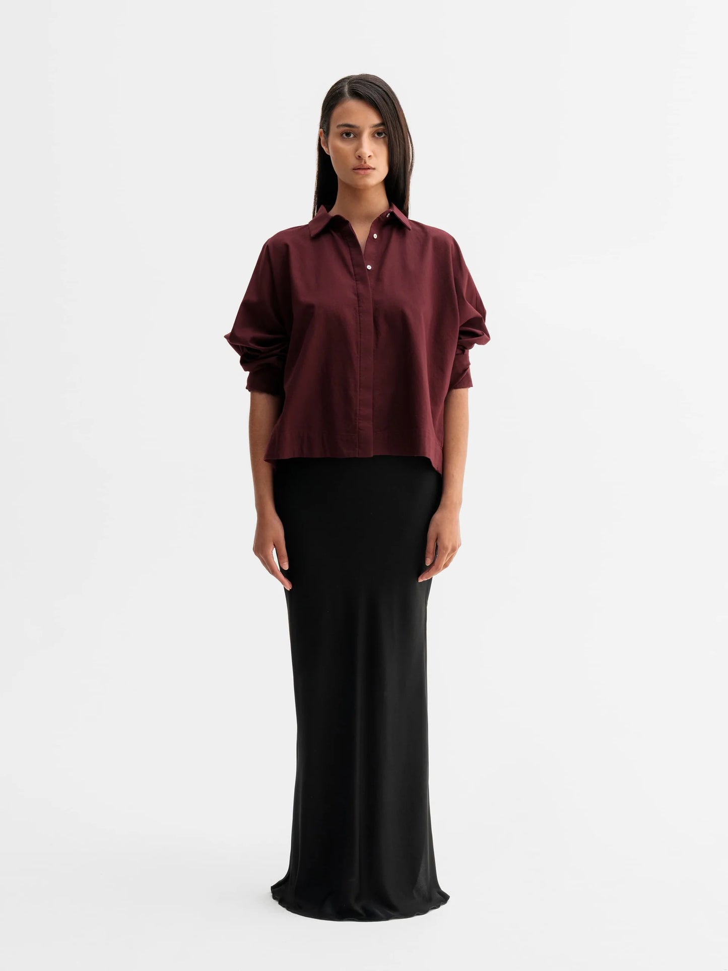 GIGI OXFORD SHIRT - BURGUNDY