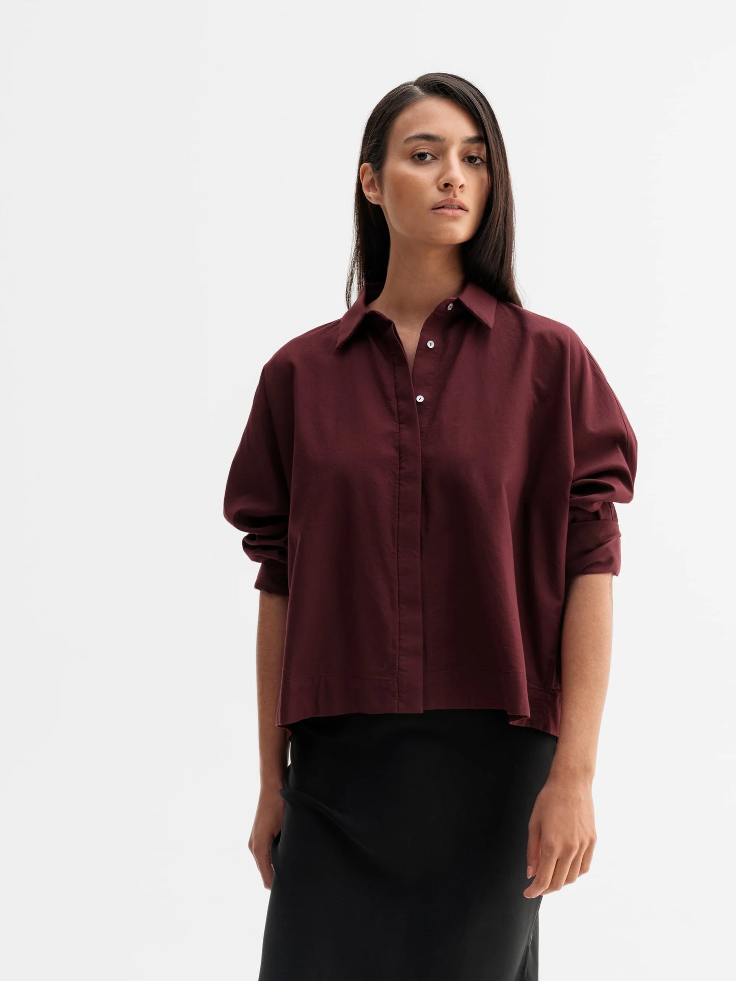 GIGI OXFORD SHIRT - BURGUNDY