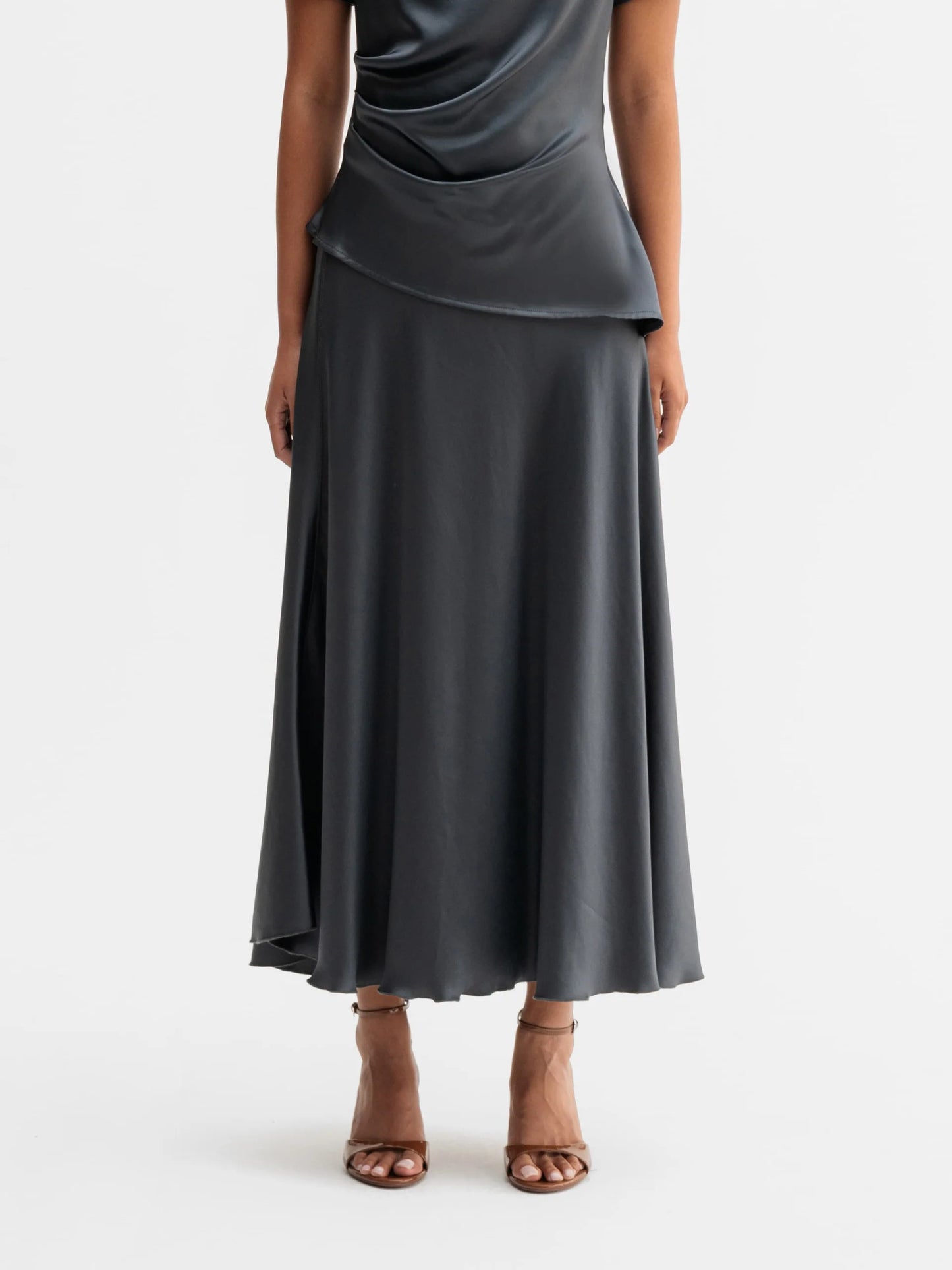 HADI SATIN SKIRT - DARK GREY