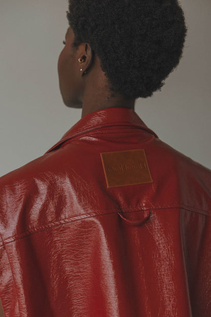 SADDLE UP SLEEVELESS JACKET - RED
