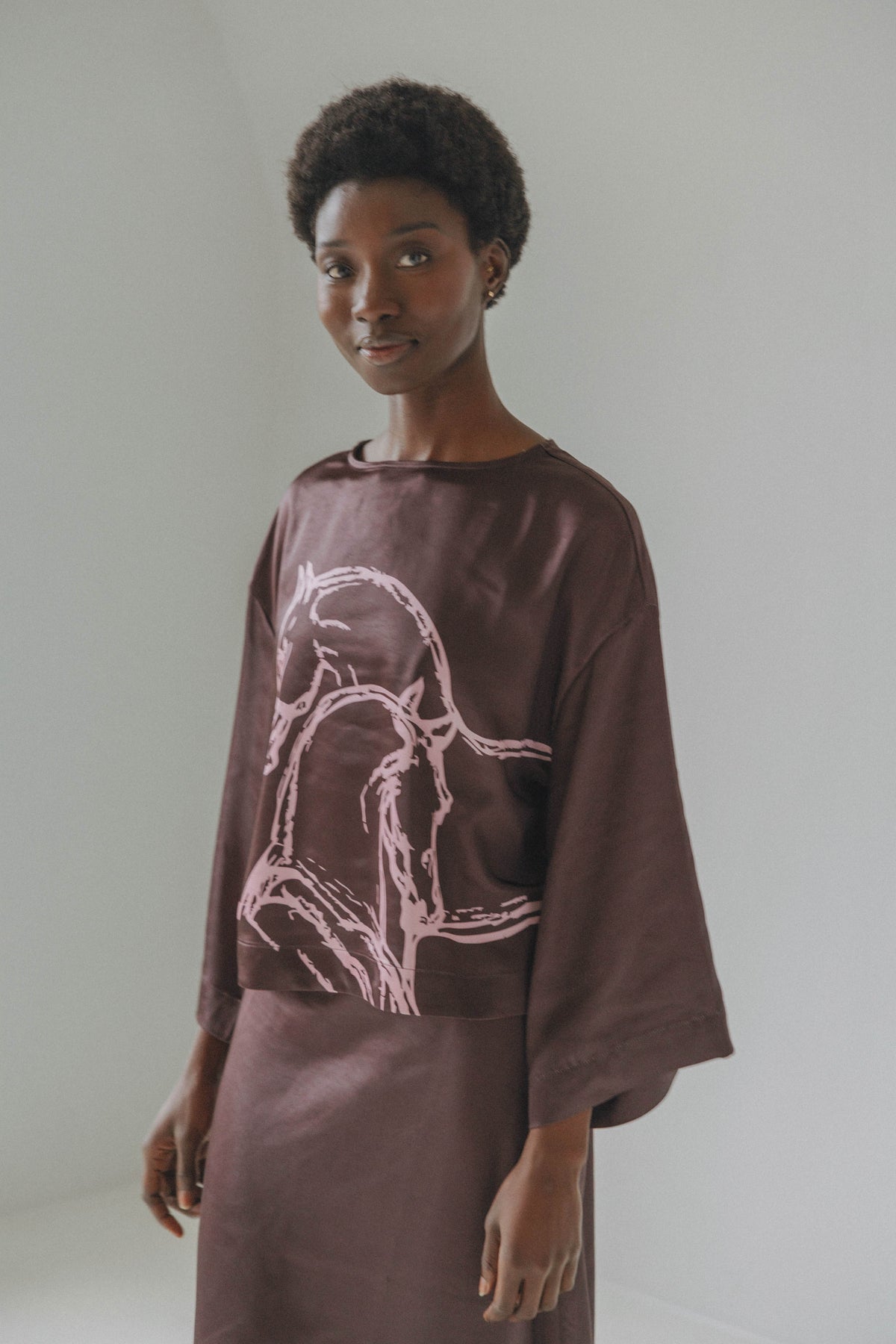 MARTINI BLOUSE - BROWN LOVE HORSE