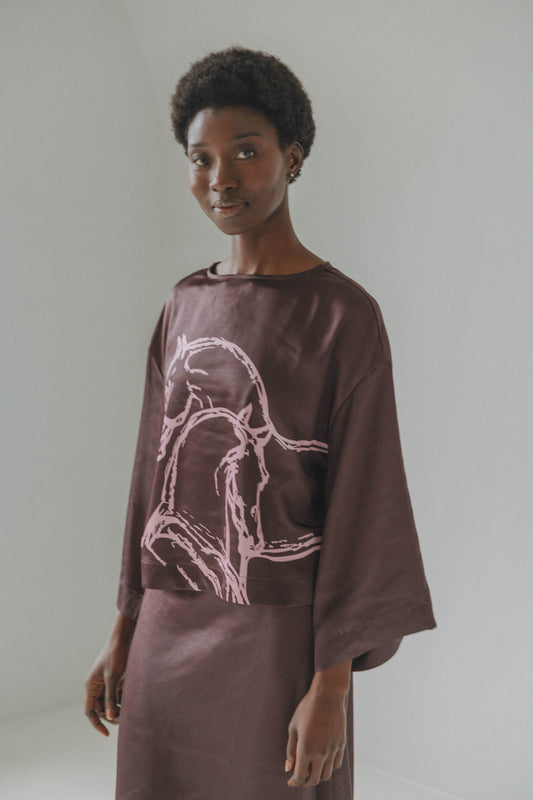 MARTINI BLOUSE - BROWN LOVE HORSE