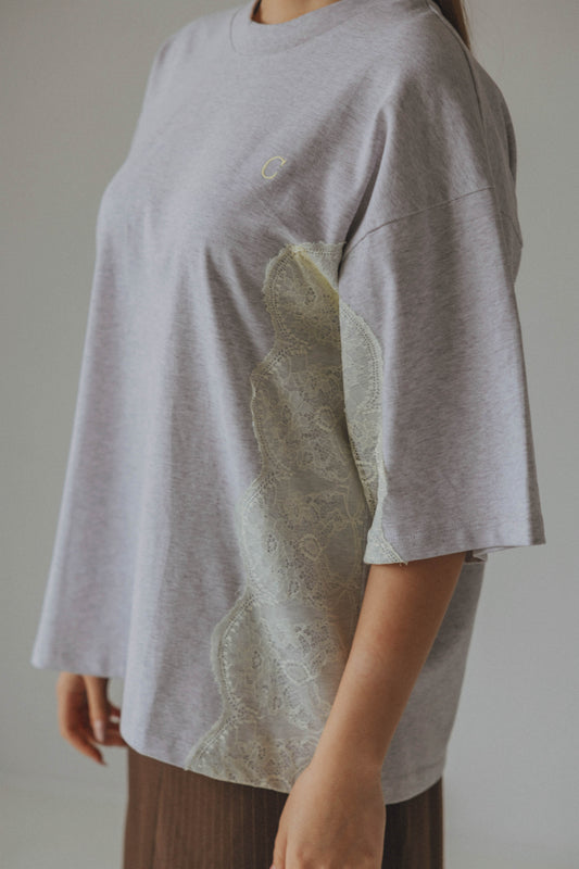 MARGARITA TEE - LIGHT GREY ECRU