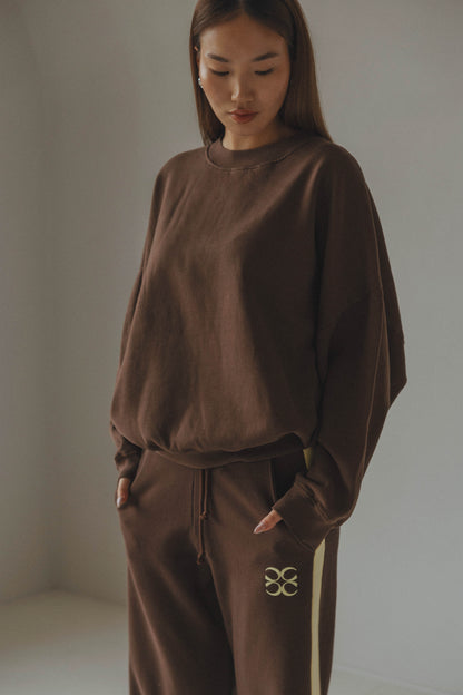 JOSEPH SWEATER BROWN - YELLOW LETTERS