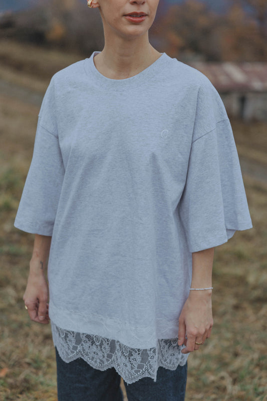 MARGARITA TEE - LIGHT GREY WHITE