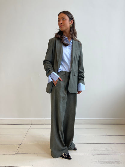 LOGAN PANTS GREEN PINSTRIPES