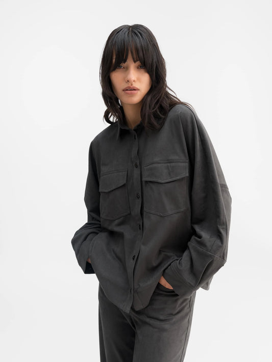 KAIA PU SUEDE OVERSHIRT